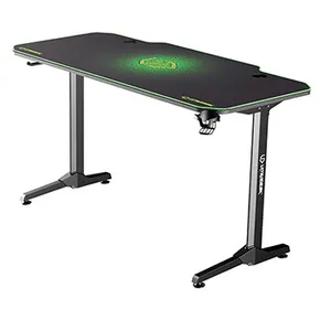 ULTRADESK Herný stôl FRAG - GREEN, 140x66 cm, 76 cm, s XXL podložkou pod myš, s ultradesk BEAM, držiak slúchadiel aj nápojov